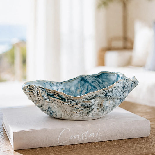10" Blue Wash Open Oyster Shell