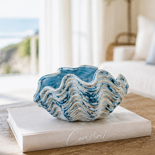 8" Blue Wash Open Oyster Shell