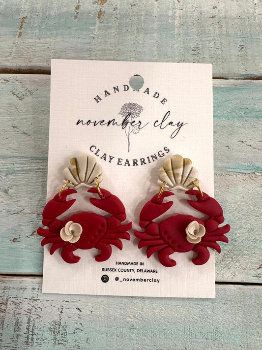 Crab w/Flower & Shell Post