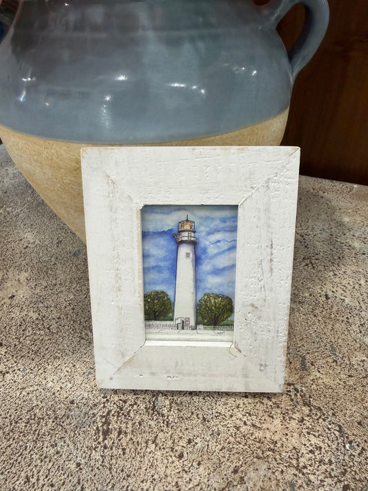Fenwick Island Lighthouse /Trees Mini Art by Cheryl Zapata