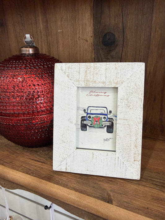 302 Jeep Wreath/Merry Christmas Mini Art by Cheryl Zapata