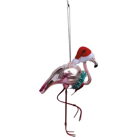 Glass Flamingo Ornament