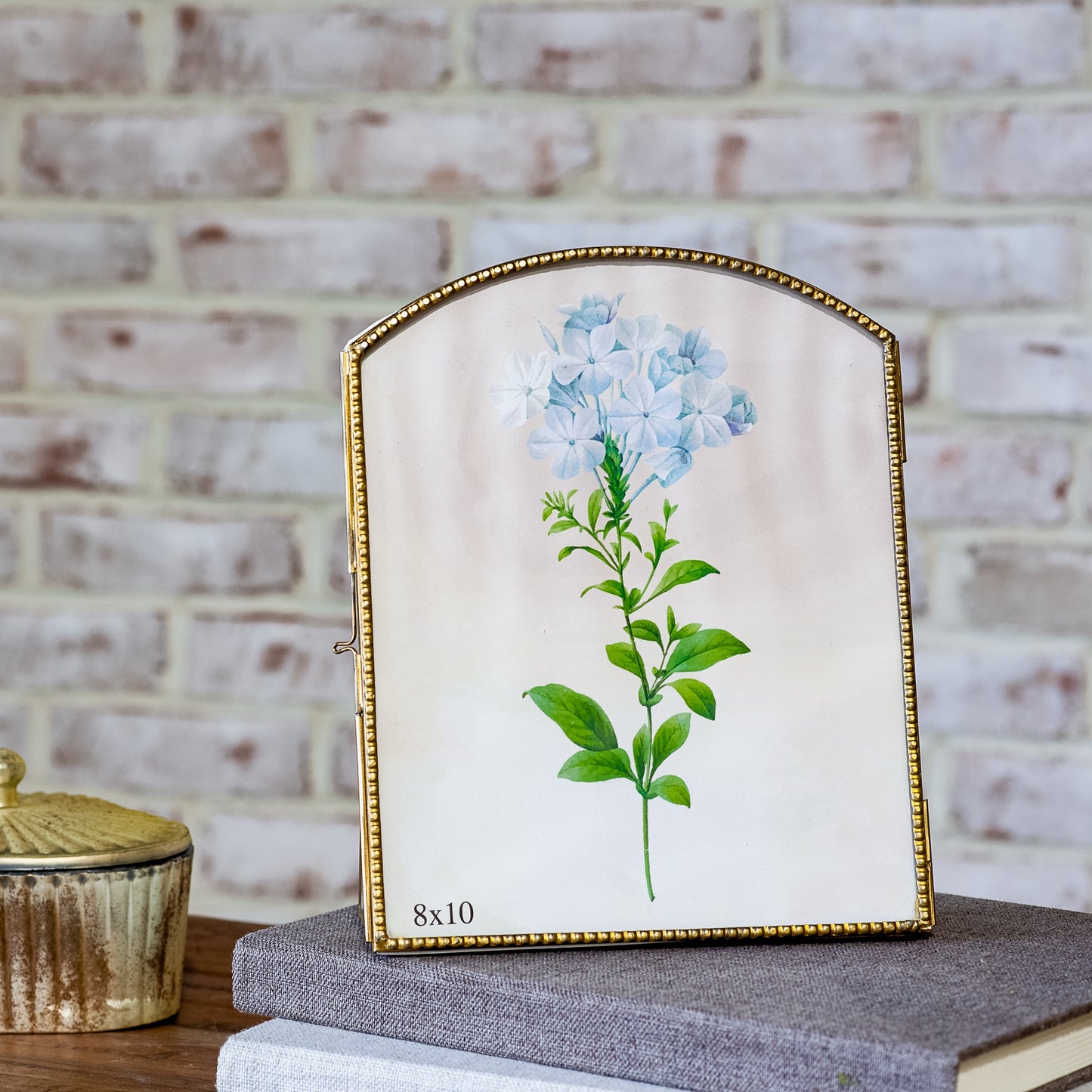 8x10 Brass Antique Arch Standing Photo Frame