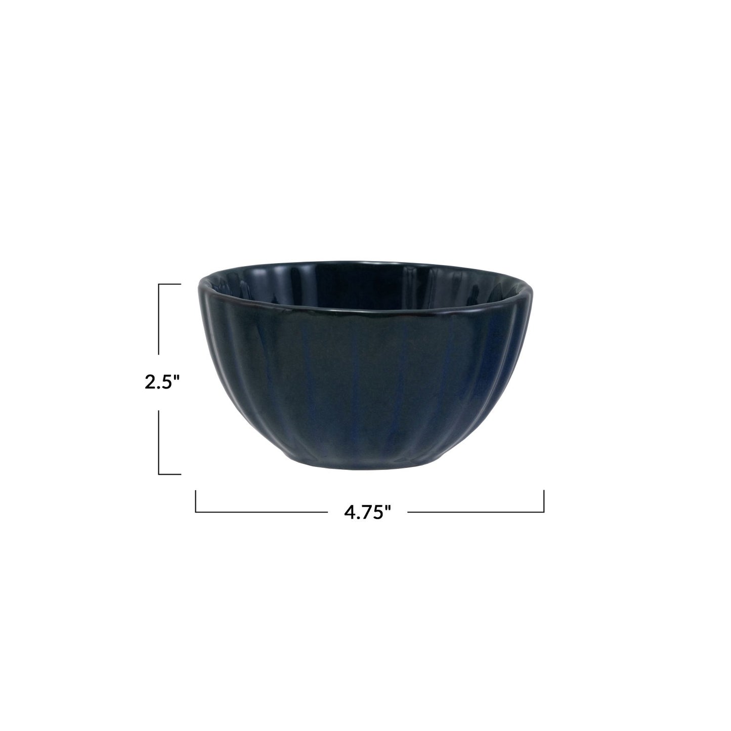 Stoneware Ribbed Bowl, Reactive Glaze, Blue (Each One Will Vary)