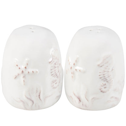 Set Embossed Beach Salt And Pepper Shakers