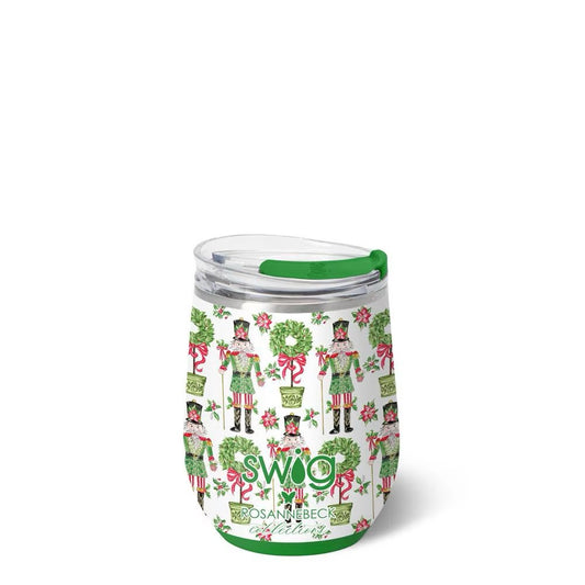 Poinsettia Nutcracker Stemless Wine Cup 12oz