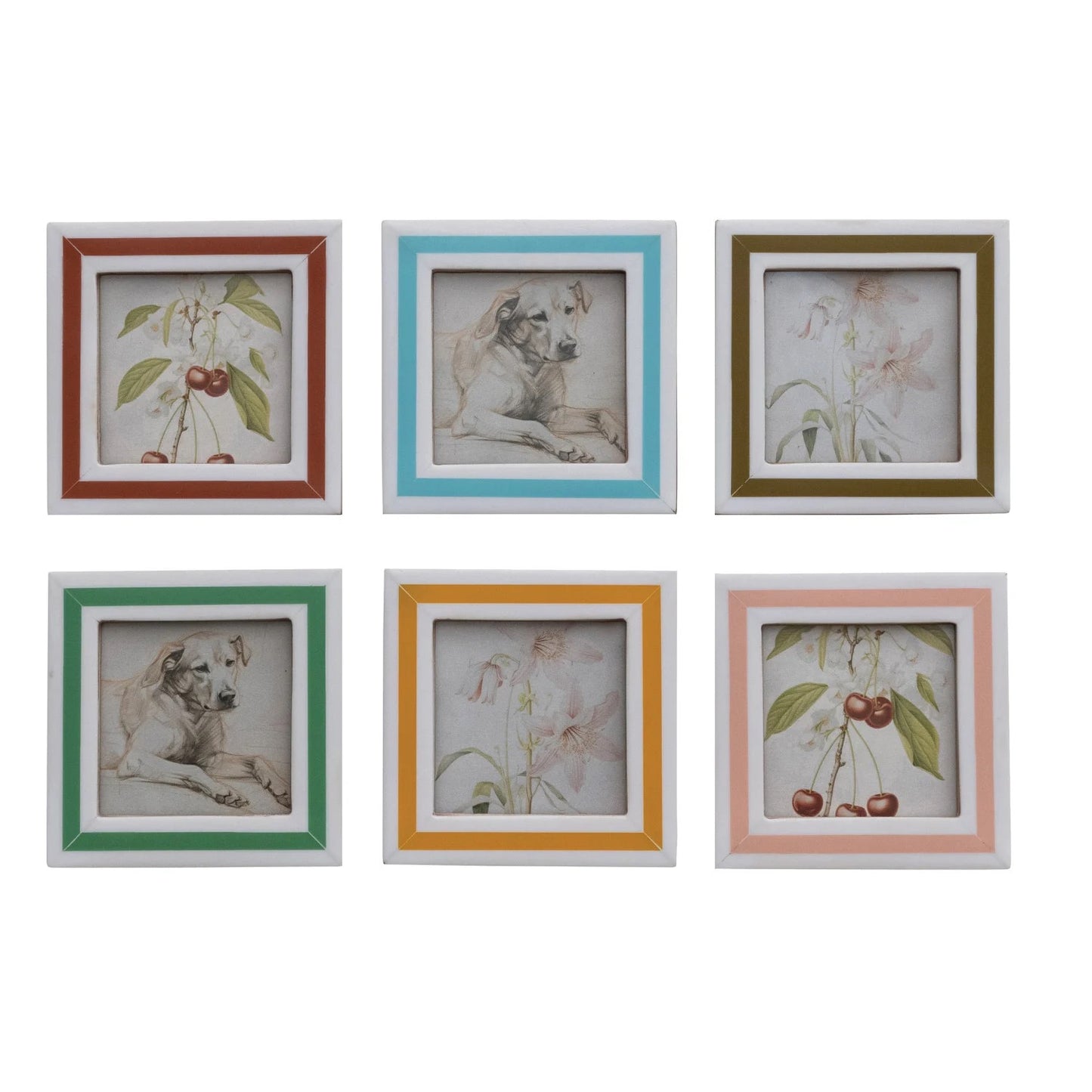 Resin & MDF Photo Frame Magnet w/ Inlaid Stripes