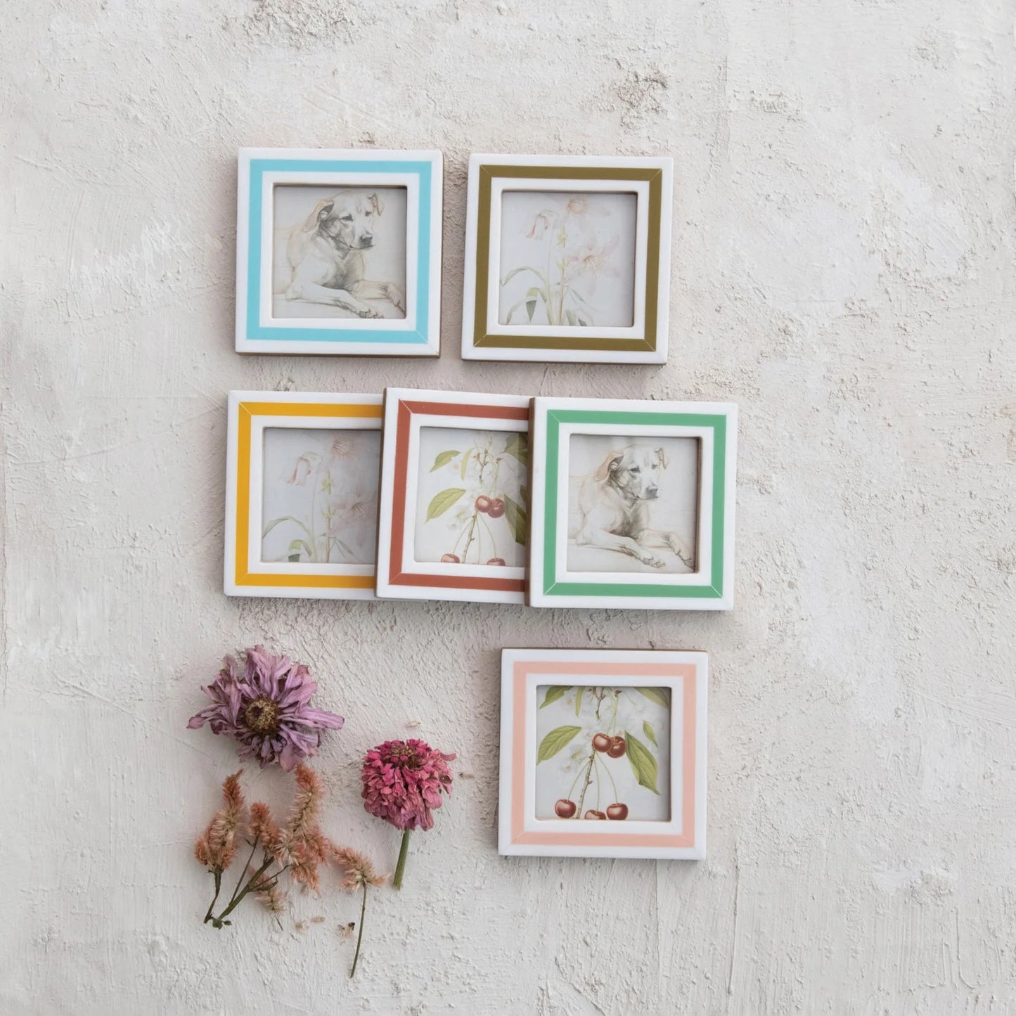 Resin & MDF Photo Frame Magnet w/ Inlaid Stripes