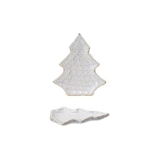 Stoneware Tree Shaped Plate with Trees (Each Will Vary)