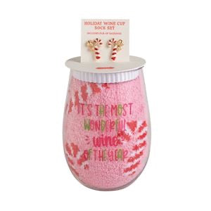 Candy Canes Wine, Earring & Sock Set