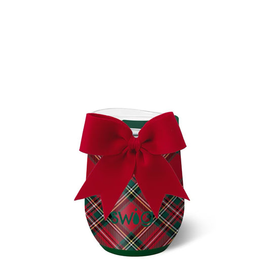 Christmas Plaid Stemless Wine Cup 12oz
