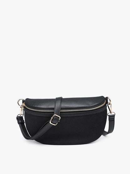 Regina Faux Suede Sling Bag w/ Vegan Leather Trim