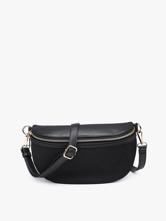 Regina Faux Suede Sling Bag w/ Vegan Leather Trim
