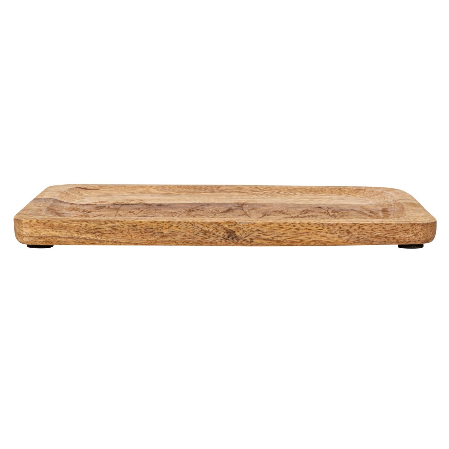 Mango Wood Tray w/ Laser Etched Botanicals, Natural