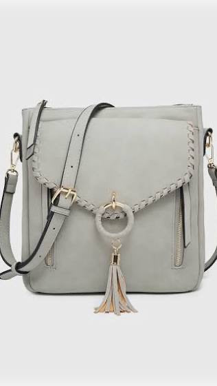 Jen & Co Layla Faux Suede Whipstitch Crossbody with Tassel