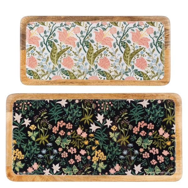 Rectangle Floral Serving Tray
