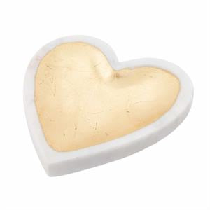 White/Gold Marble Heart Tray
