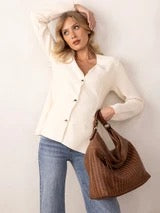 Alaya Slouchy Woven Hobo w/ Zip Closure