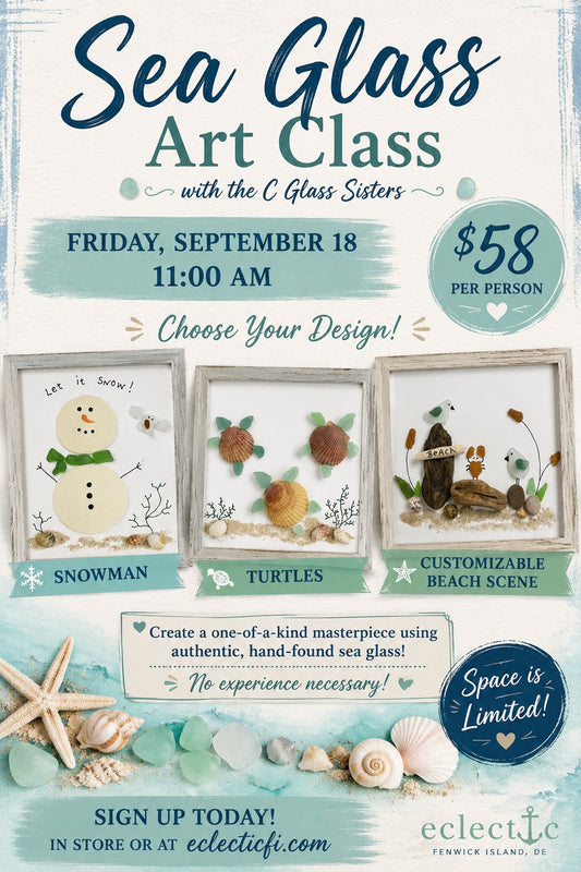 🌊 Sea Glass Art Class with the C Glass Sisters! ☃️🐢 9/18 at 11AM