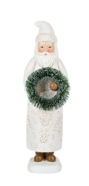 Santa w/Tree & Wreath Figurine