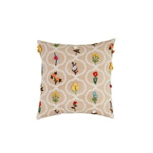 Square Flower Vase Embroidered Pillow