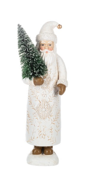 Santa w/Tree & Wreath Figurine