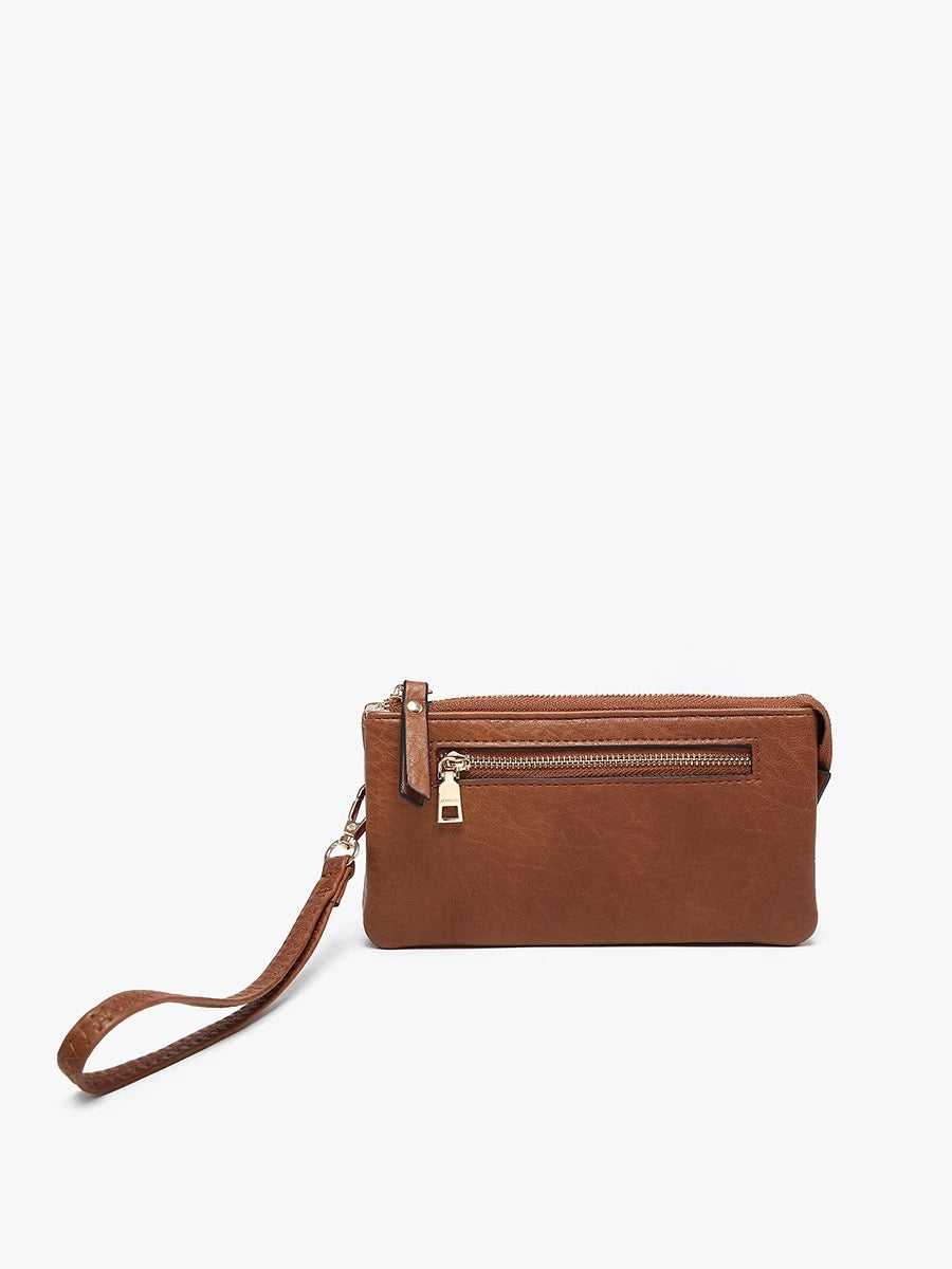Ariel Distressed Dual Compartment Wristlet Wallet
