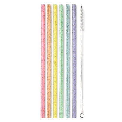 Rainbow Glitter Reusable Straw Set