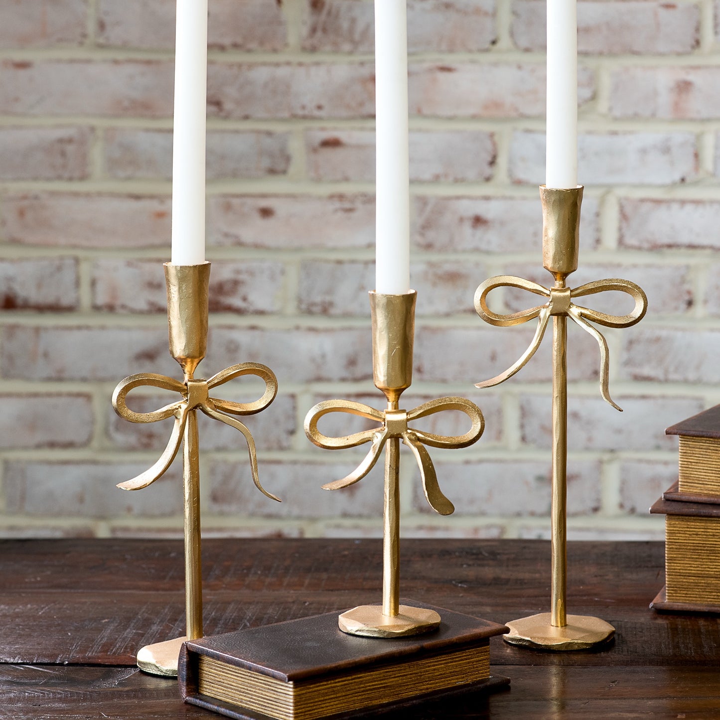 Gold Bow Candle Stick Holder