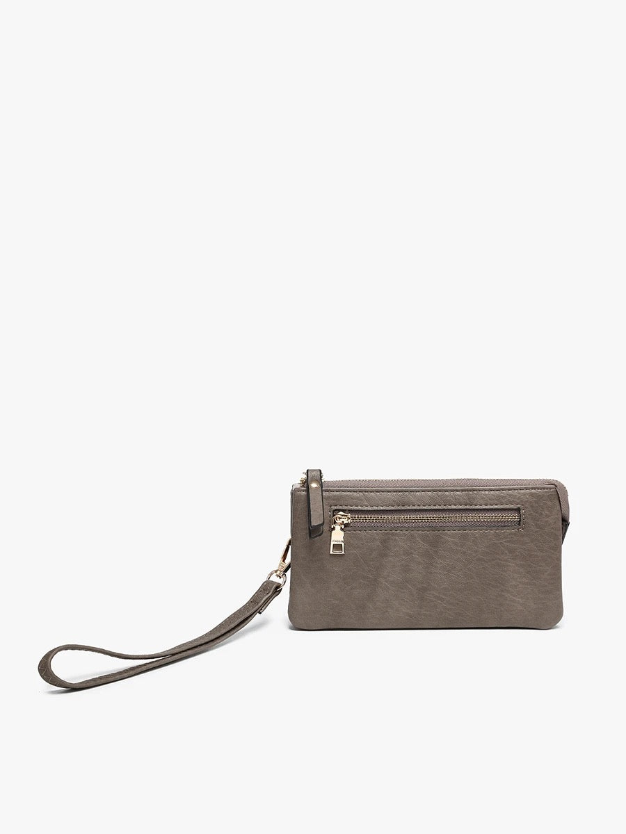 Ariel Distressed Dual Compartment Wristlet Wallet
