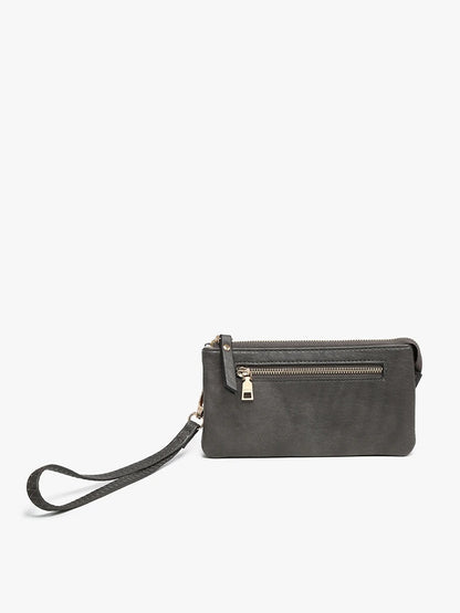 Ariel Distressed Dual Compartment Wristlet Wallet