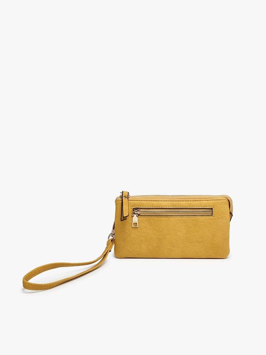 Ariel Distressed Dual Compartment Wristlet Wallet