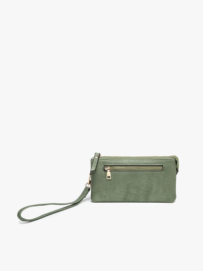 Ariel Distressed Dual Compartment Wristlet Wallet