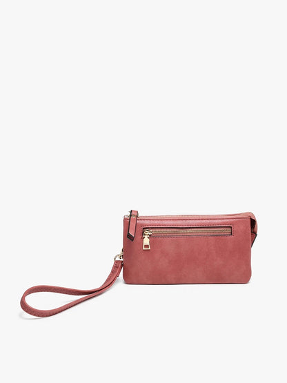 Ariel Distressed Dual Compartment Wristlet Wallet