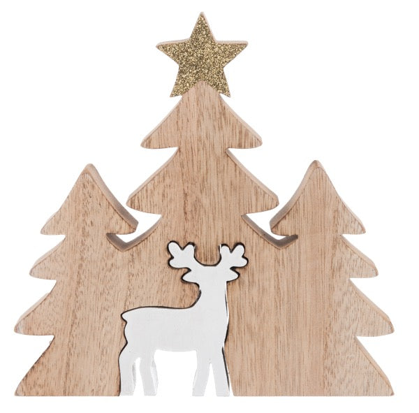 Christmas Tree with Reindeer Cutout Decor