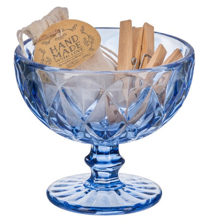 Etched Glass Decorative Pedestal Bowl