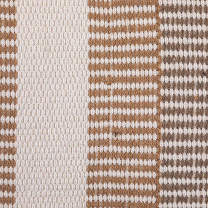 Woven Recycled Cotton Blend Throw with Stripes & Fringe, Neutrals