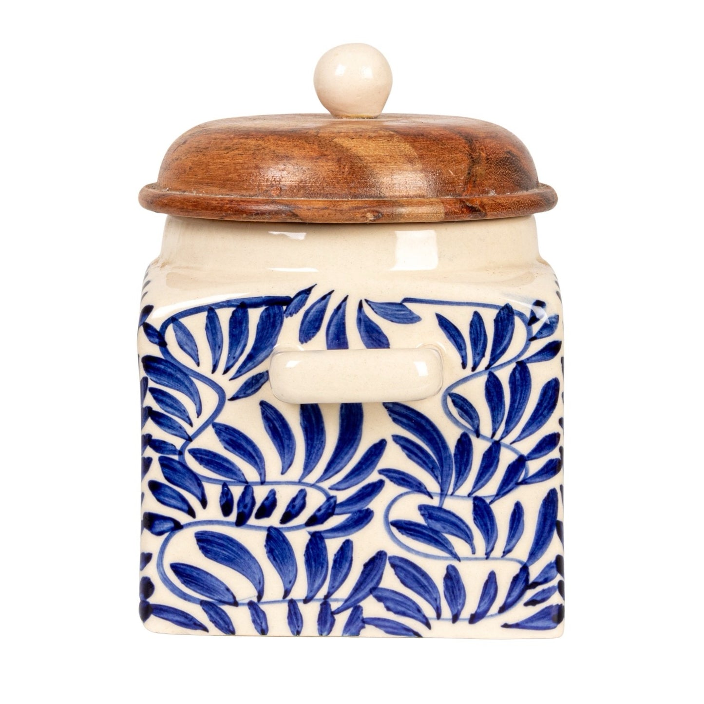 Hand-Painted Stoneware Canister with Lid & Spoon