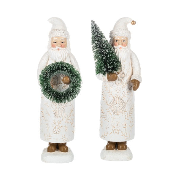 Santa w/Tree & Wreath Figurine