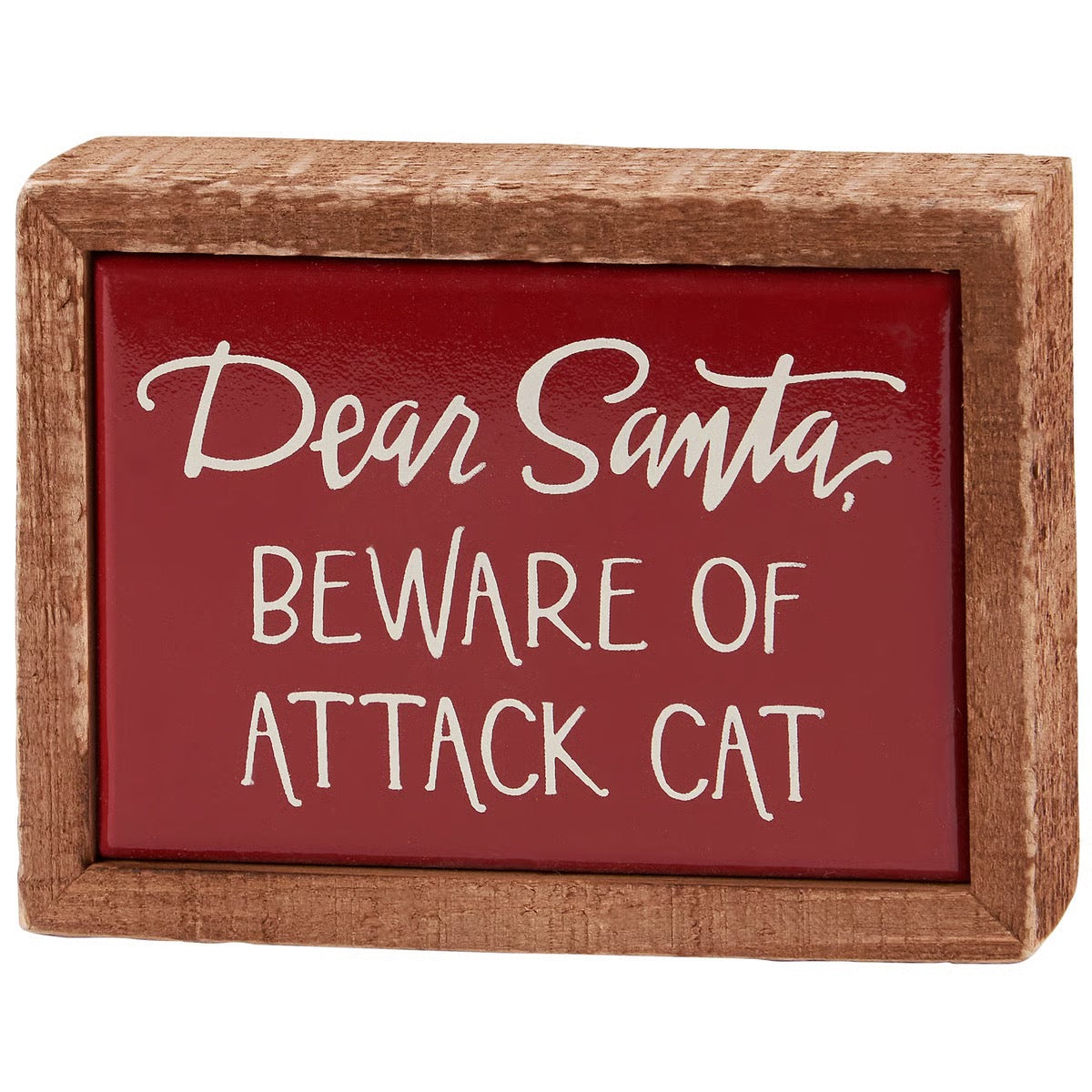 Santa, Beware Cat Attack Box Sign Mini