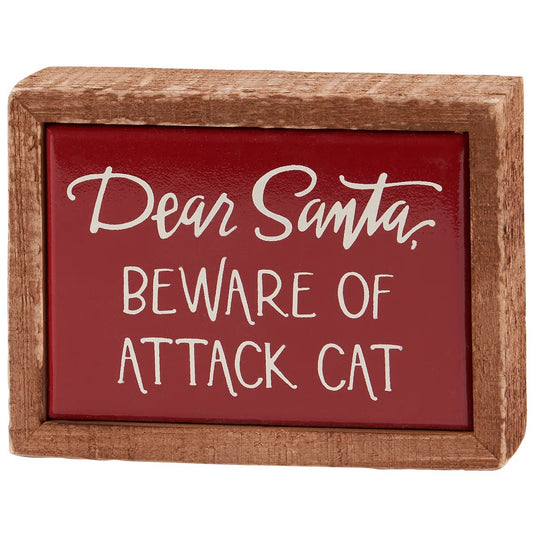 Santa, Beware Cat Attack Box Sign Mini