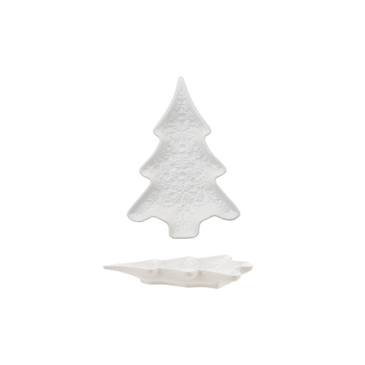 Ceramic Tree Shaped Dish, White