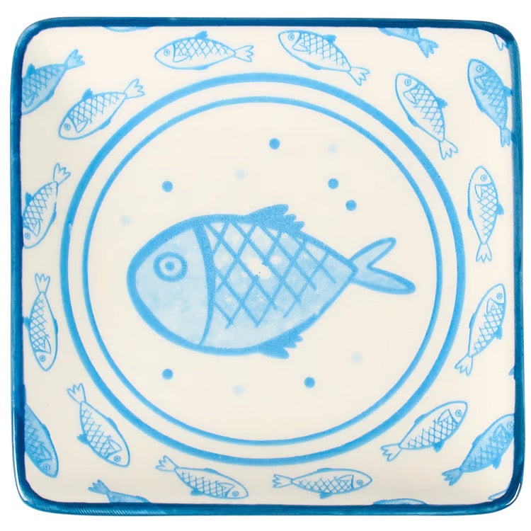 Blue Fish Dessert Plate/Vanity Tray