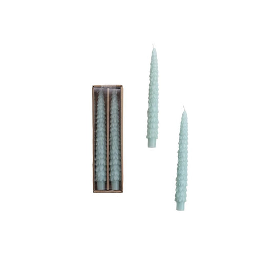 10" Mint Unscented Tree Shaped Taper Candles, Set of 2