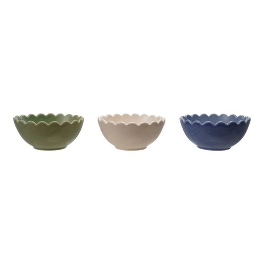 Stoneware Scalloped Bowl, 3 Colors