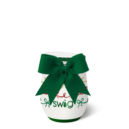 Christmas Bows Stemless Wine Cup 12oz