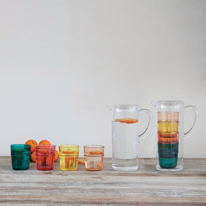 2 Quart Pitcher with (4) 12 oz. Stackable Glasses, Set of 5