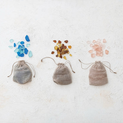 Approximately 1 lb. Tumbled Sea Glass Pieces in Cotton Bag