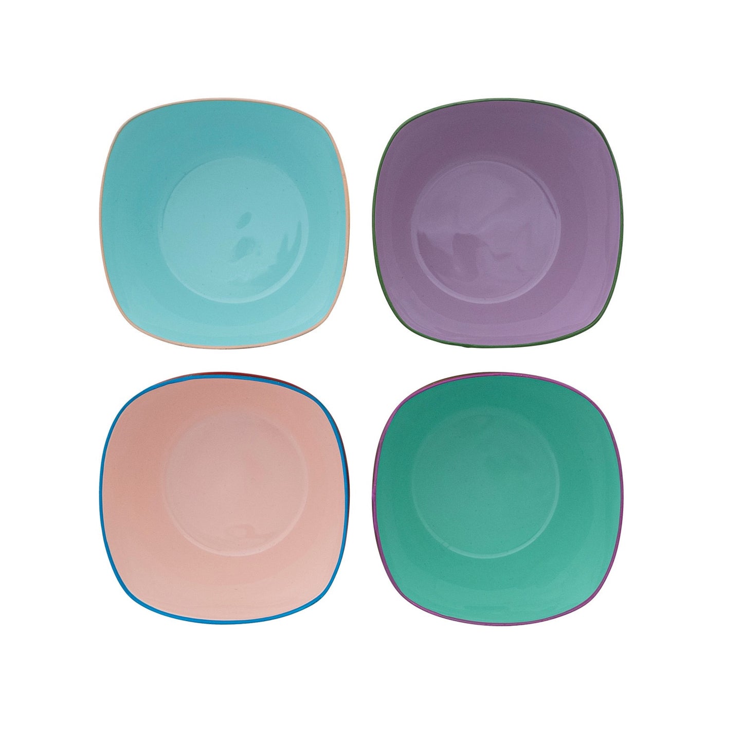 3.25" Sq. Enameled Stainless Steel Bowl with Colored Edge