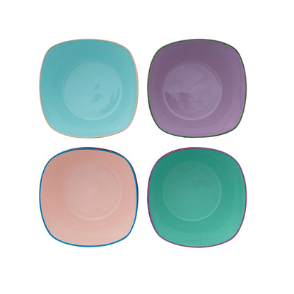 3.25" Sq. Enameled Stainless Steel Bowl with Colored Edge